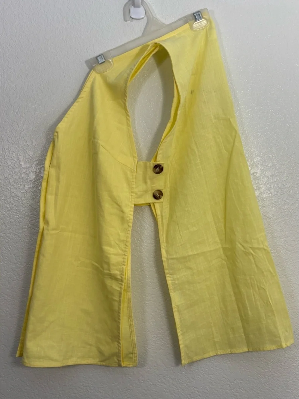 By Frankie Hayley Butter Yellow Button Front Cotton Vest Exposed Sides